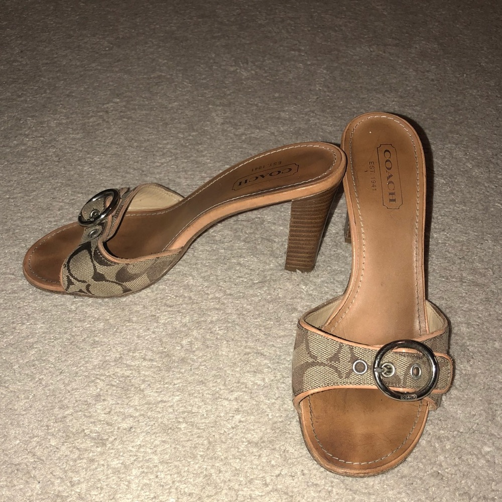Coach open back logo heels sandals open 8